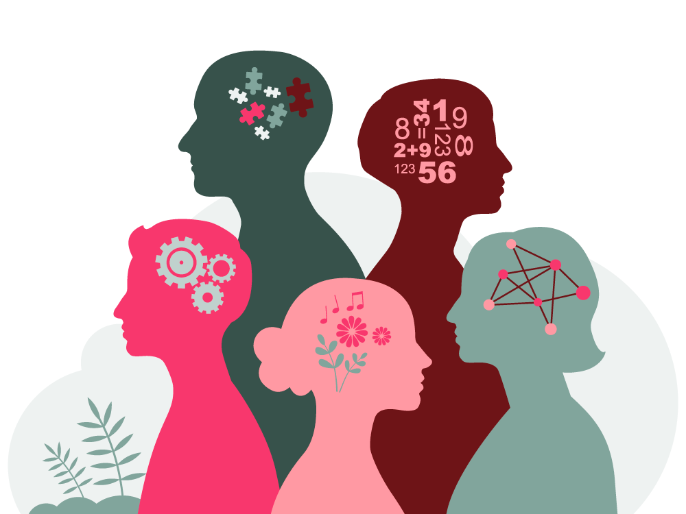 Illustration de personnes ayant des caractéristiques psychologiques différentes pour symboliser les approches et outils de coaching